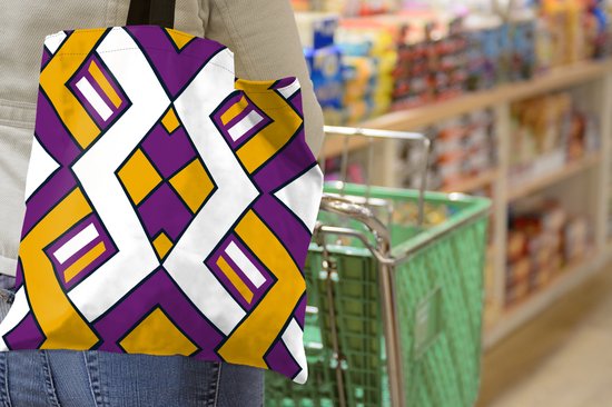 Sac à Bandoulière - Sac de Plage - Design Shopper - Ligne - Rétro - 40x40 cm - Sac en Coton
