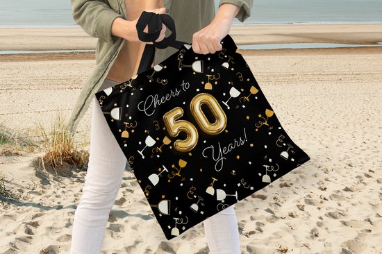 MuchoWow® Sac Bandoulière - Sac Plage - Anniversaire Shopper - 50 Ans - Citation - 45x45 cm - Sac Coton