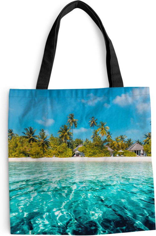 Sac bandoulière - Sac de plage - Shopper Beach - Palmiers - Mer - 45x45 cm - Sac en coton