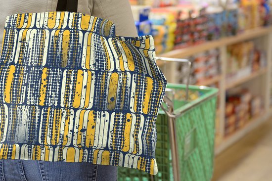 MuchoWow® Sac bandoulière - Sac de plage - Big Shopper - Sac shopping - Sixties - Motifs - Jaune - Rock - 50x40 cm - Sac en coton