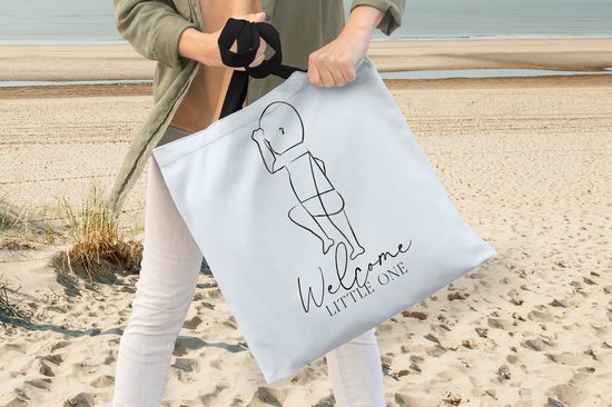 Sac bandoulière - Sac de plage - Shopper Proverbes - Welcome little one - Bébé - Naissance - Citations - 40x40 cm - Sac en coton