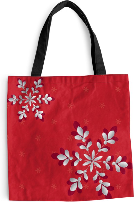 Sac Bandoulière - Sac De Plage - Motifs Shopper - Noël - Argent - Plantes - 45x45 cm - Sac Coton