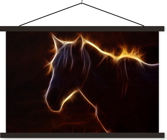 Affiche textielposter Silhouette cheval lattes noir 90x60 cm