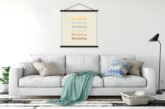 Support pour affiches avec affiche 120 x 120 cm - Affiche scolaire - Étude - Apprendre - Citations - Étudiants - Étude - Affiche textile - Lattes noires