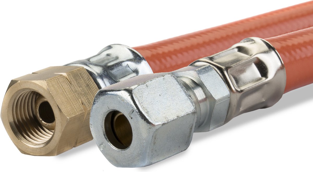 Gimeg Gasslang pvc 1/4 inch links x 6/8 mm 60 cm - Gasslangen - Oranje
