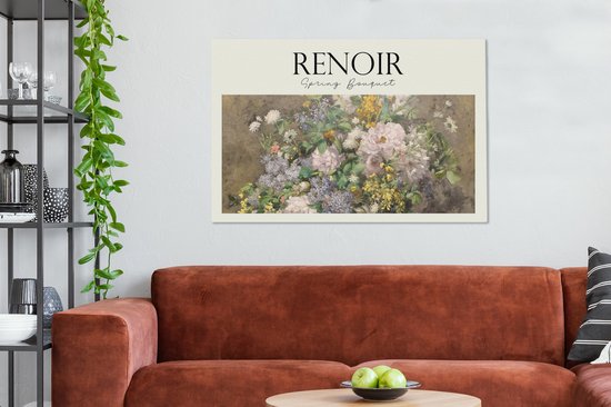 Canvas - Canvas schilderij - Bloemen boeket - Bloemen - Vaas - Delftsblauw - Renoir - Canvas schildersdoek - Oude meesters - 140x90 cm