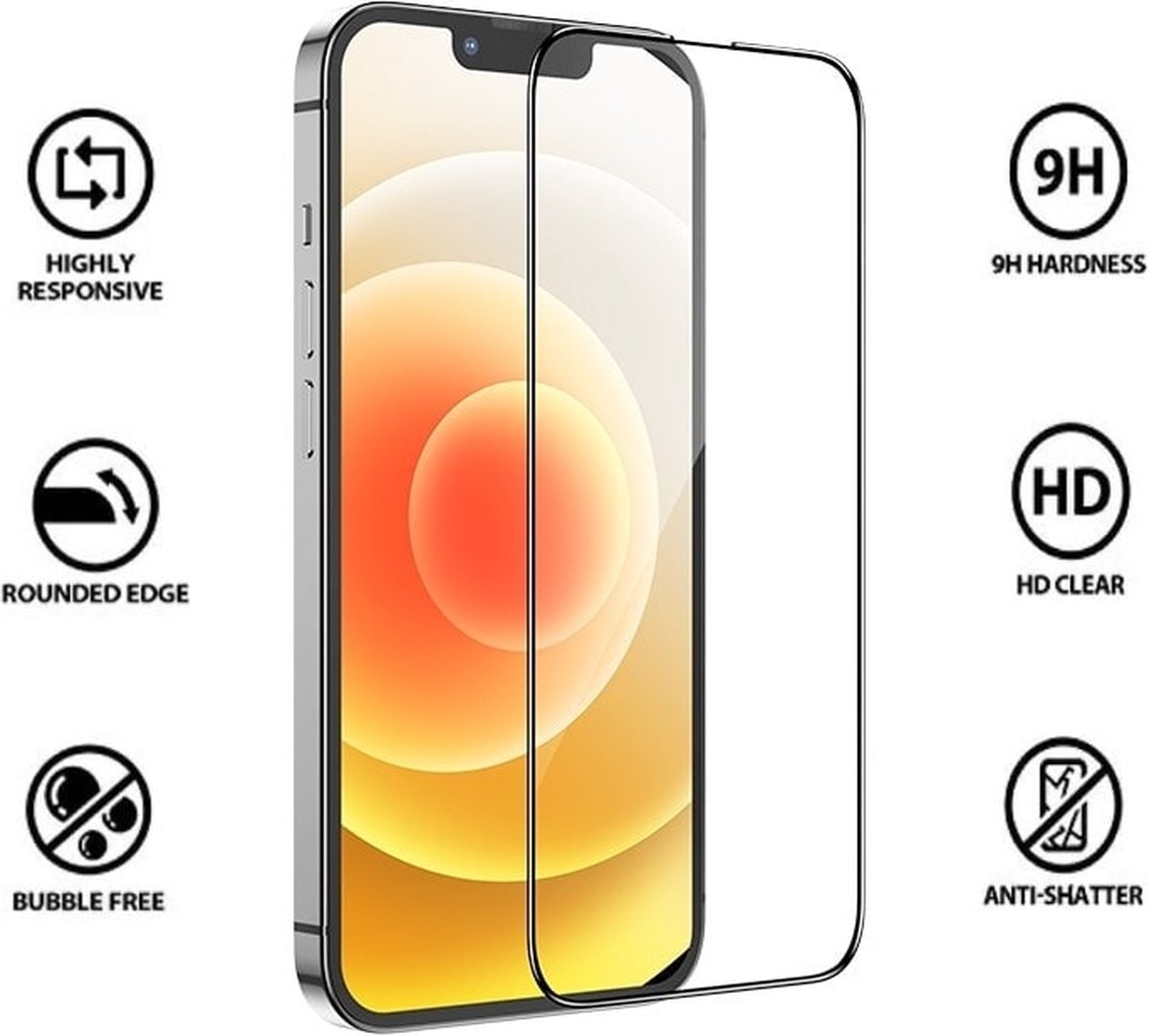 Fonu Bright Fullcover screen protector Geschikt voor iPhone 13 Pro Max