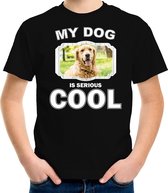 Golden retriever honden t-shirt my dog is serious cool zwart - kinderen - Golden retrievers liefhebber cadeau shirt - kinderkleding / kleding 122/128