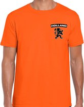 Oranje supporter t-shirt voor heren - Holland zwarte leeuw op borst - Nederland supporter - EK/ WK shirt / outfit S