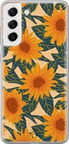 Hoesje geschikt voor Samsung Galaxy S21 FE - Zonnebloemen - Soft Case - TPU - Bloemen - Oranje - Mooie Telefoonhoesjes