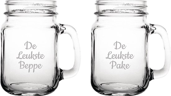 Verre gravé 45cl avec bouchon à vis De Leukste Pake- De Leukste Beppe