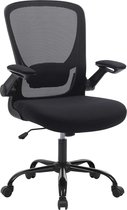 ACAZA Bureaustoel met Armleuningen en Wieltjes - ergonomische Computerstoel - Bureaustoel voor Volwassenen - Zwart