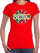 Have fear Portugal is here t-shirt met sterren embleem in de kleuren van de Portugese vlag - rood - dames - Portugal supporter / Portugees elftal fan shirt / EK / WK / kleding XS