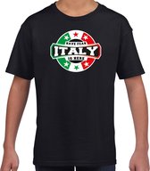 Have fear Italy is here t-shirt met sterren embleem in de kleuren van de Italiaanse vlag - zwart - kids - Italie supporter / Italiaans elftal fan shirt / EK / WK / kleding 122/128