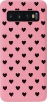 ADEL Siliconen Back Cover Softcase Hoesje Geschikt voor Samsung Galaxy S10e - Hartjes Roze Zwart