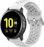 Siliconen Smartwatch bandje - Geschikt voor  Samsung Galaxy Watch Active siliconen bandje met gaatjes - wit - Horlogeband / Polsband / Armband