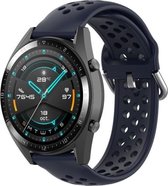 Siliconen Smartwatch bandje - Geschikt voor  Huawei Watch GT siliconen bandje met gaatjes - donkerblauw - 42mm - Horlogeband / Polsband / Armband