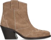 Manfield - Dames - Taupe suède cowboylaarsjes - Maat 37