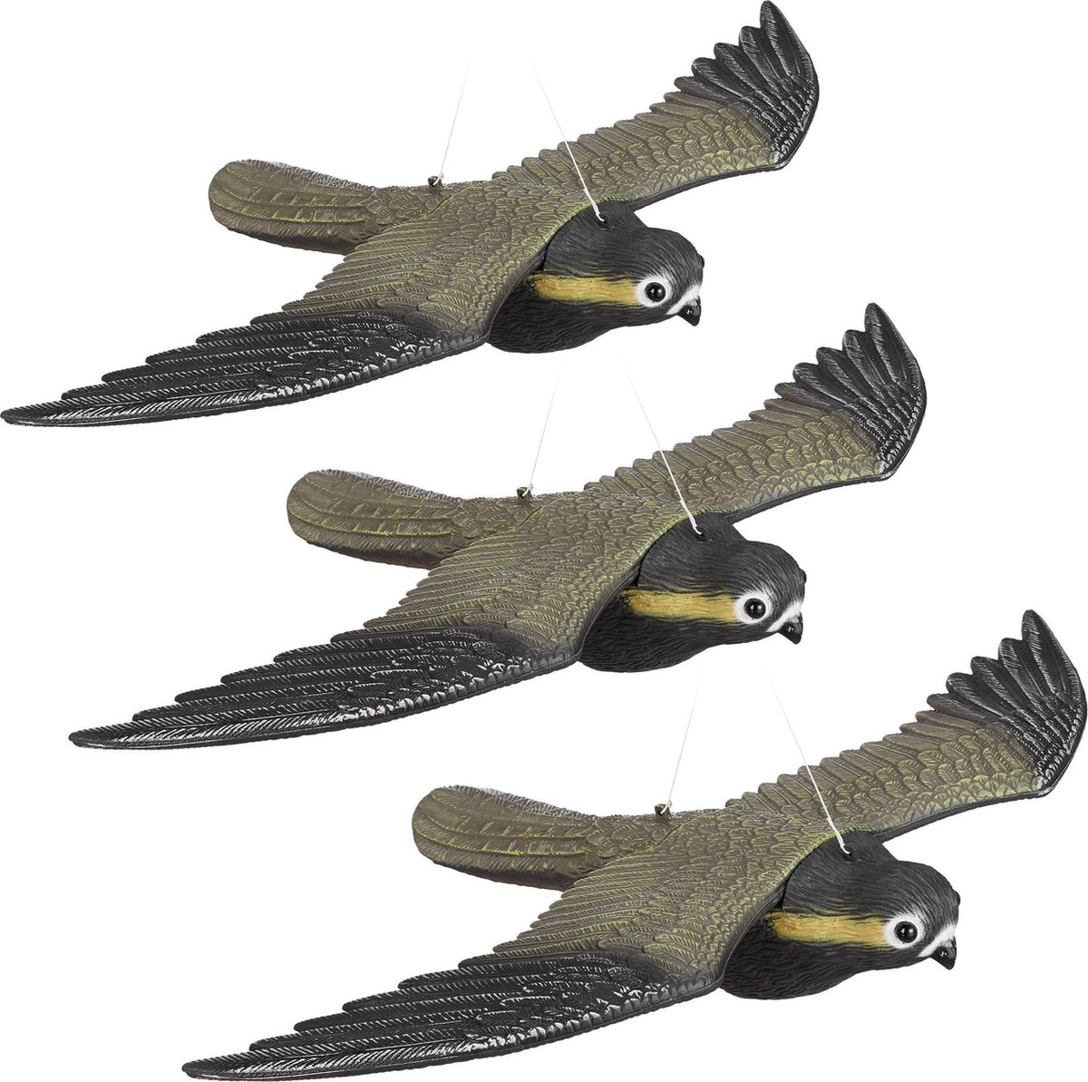 Relaxdays 3 x vogelverschrikker vliegende valk tuindecoratie vogelwering – verjagen