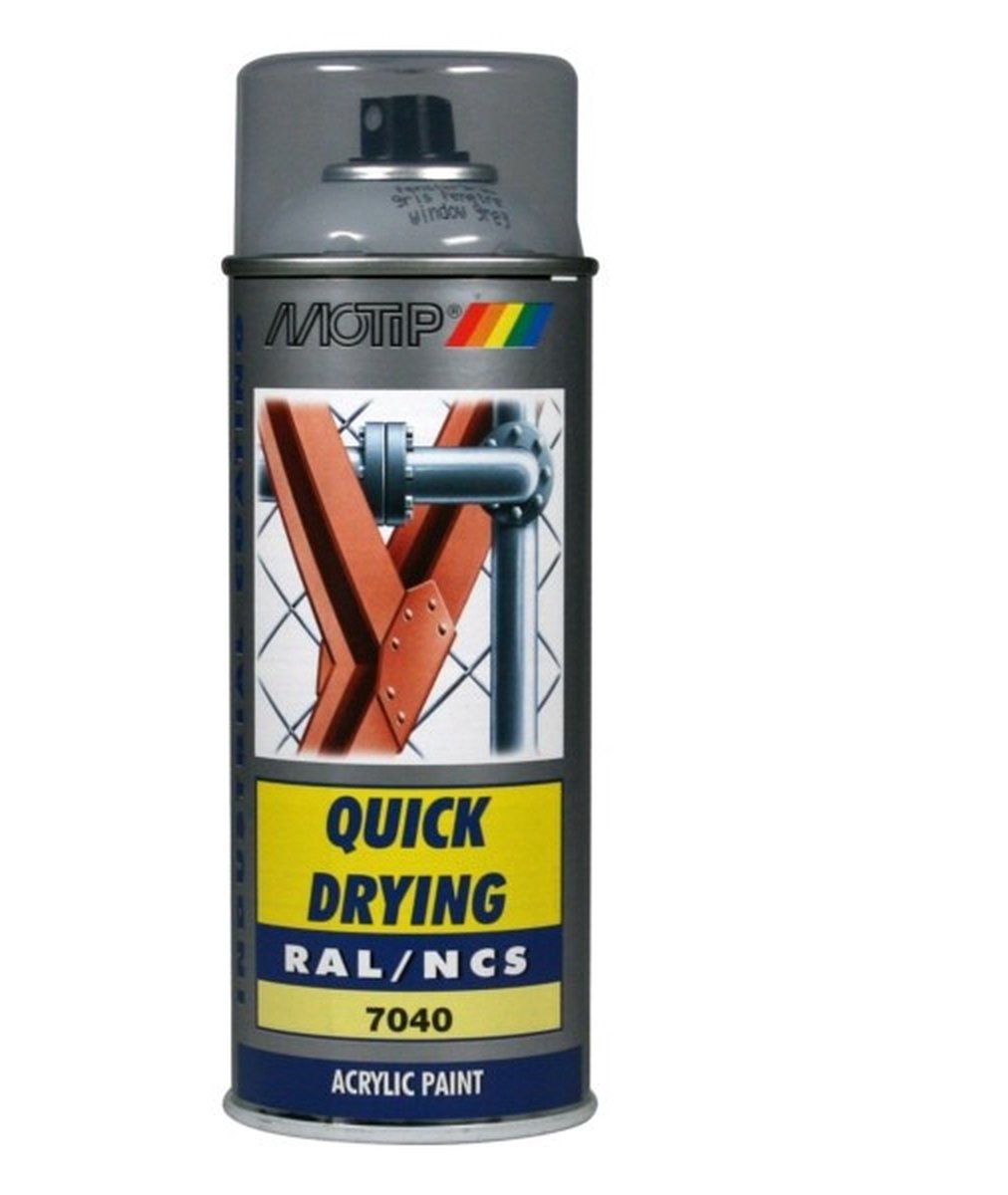 Motip industrial acryllak hoogglans RAL 7040 venster grijs - 400 ml.