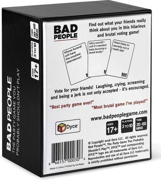 Thumbnail van een extra afbeelding van het spel BAD PEOPLE - The Adult Party Game You Probably Shouldn't Play