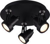 LED Plafondspot - Trion Guno - GU10 Fitting - 3-lichts - Rond - Mat Zwart - Aluminium - BSE