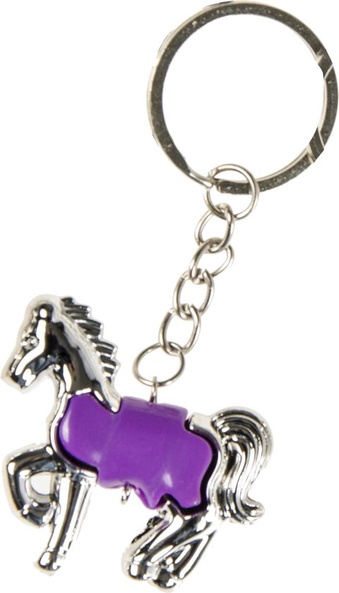 LG-importations Porte-clés Cheval Junior 5 Cm Argent/ violet