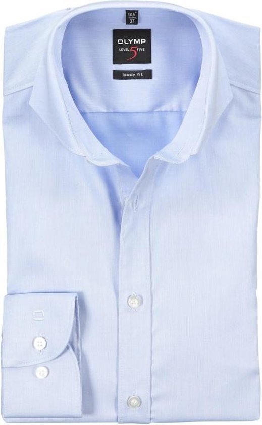OLYMP Level 5 body fit overhemd - lichtblauw fijn twill - Strijkvriendelijk - Boordmaat: 42