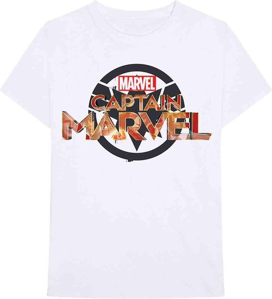 Marvel Captain Marvel Heren Tshirt New Logo Wit