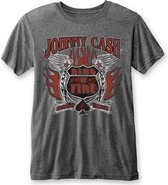 Johnny Cash Heren Tshirt -L- Ring Of Fire Grijs