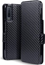 Samsung Galaxy A7 2018 Bookcase hoesje - CaseBoutique - Effen Zwart (Carbon-look) - Kunstleer
