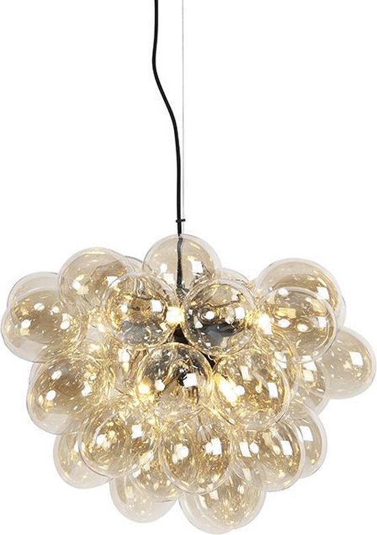 QAZQA uvas - Art Deco Hanglamp eettafel - 8 lichts - Ø 500 mm -  Goud/messing -... | bol