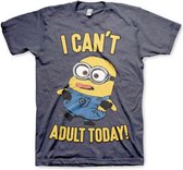 Minions Heren Tshirt -2XL- I Can't Adult Today Blauw