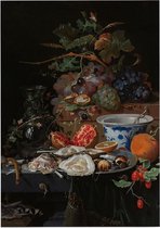 Stilleven met vruchten, oesters en een porseleinen kom, Abraham Mignon - Foto op Posterpapier - 42 x 59.4 cm (A2)