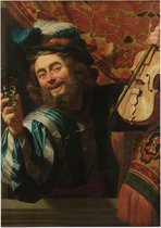 Een vrolijke vioolspeler, Gerard van Honthorst - Foto op Posterpapier - 42 x 59.4 cm (A2)