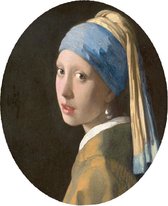 Meisje met de parel, Johannes Vermeer - Foto op Behangcirkel - ⌀ 80 cm