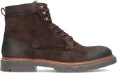 Manfield - Heren - Donkerbruine suède veterboots - Maat 40