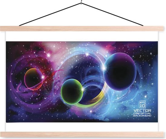illustration de l'univers rempli d'étoiles et de planètes affiche scolaire lattes plates vierges 120x80 cm - Tirage photo sur poster textielposter (décoration murale salon / chambre)