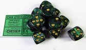 Chessex Scarab Jade/gold D6 16mm Dobbelsteen Set (12 stuks)