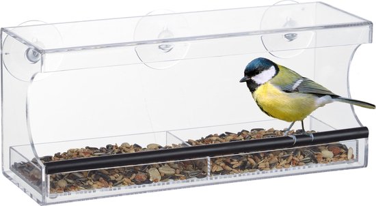 Kers Goed Vervuild relaxdays vogelvoederhuisje raam - voederhuis - raamvoederhuis - vogelhuisje  - transparant | bol.com