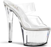 Pleaser Muiltjes -38 Shoes- SKY-302 Paaldans schoenen Transparant/Zilverkleurig