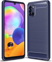 Samsung Galaxy A31 Hoesje Geborsteld TPU Flexibele Back Cover Blauw