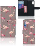 Hoesje met naam Xiaomi Mi 9 Wallet Case Flamingo