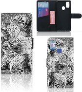 Telefoonhoesje Geschikt voor Samsung Galaxy M21 Book Cover Geschikt voor Samsung M30s Wallet Case Skulls Angel