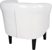 Trend24 - Chesterfield zitstoel - Met voetenbankje - Lounge stoel - Set - Kunstleer - Wit
