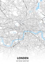 Londen plattegrond - A3 poster - Zwart blauwe stijl