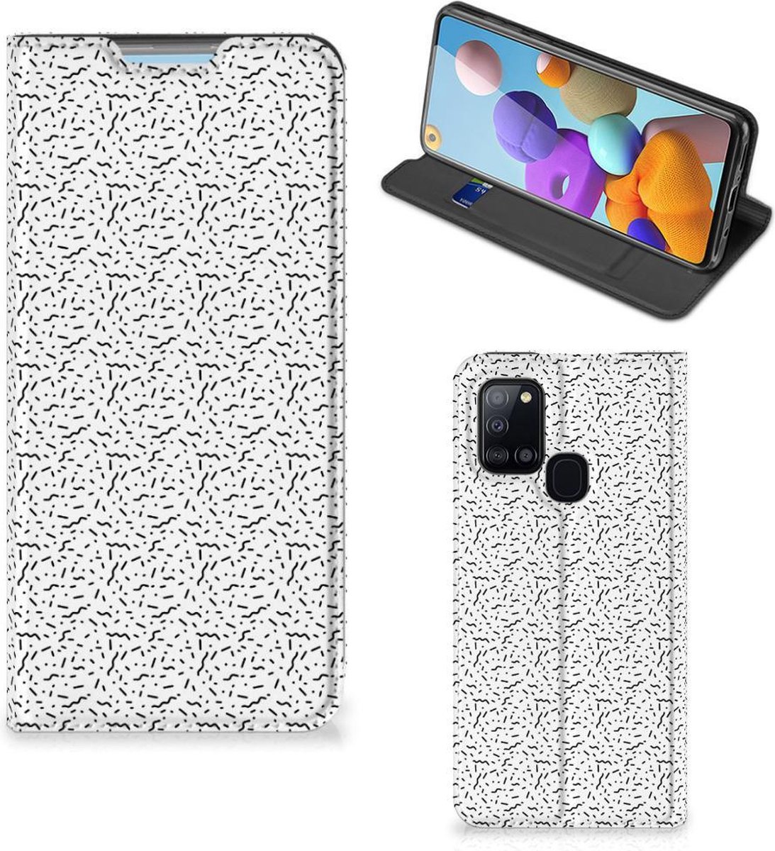 Samsung Galaxy A21s Hoesje met Magneet Stripes Dots