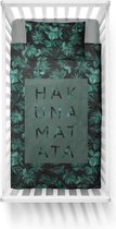 Y-NOT - Jungle Tekst Hakuna - Dekbedovertrek - Katoen - Junior - 120x150 cm - Groen
