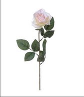 Kunstbloem - Zijde - Roos - Licht Roze - 66 cm - Boeket van 5 stuks - 1 bloem per stengel - In cadeauverpakking met gekleurd lint