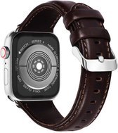 Apple Watch leren bandje Donkerbruin met klassieke zilverkleurige gesp 38mm-40mm Watchbands-shop.nl